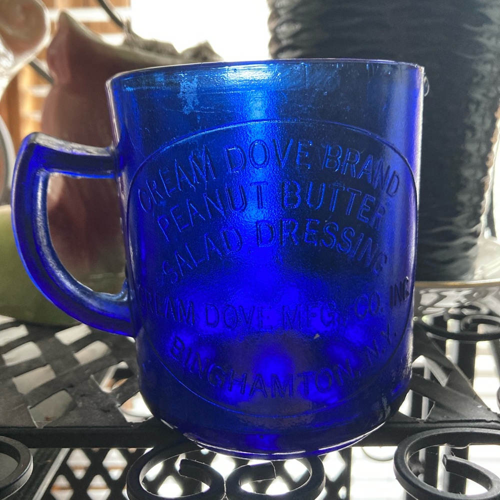 Cream Dove Cobalt Blue Vintage Measuring Cup